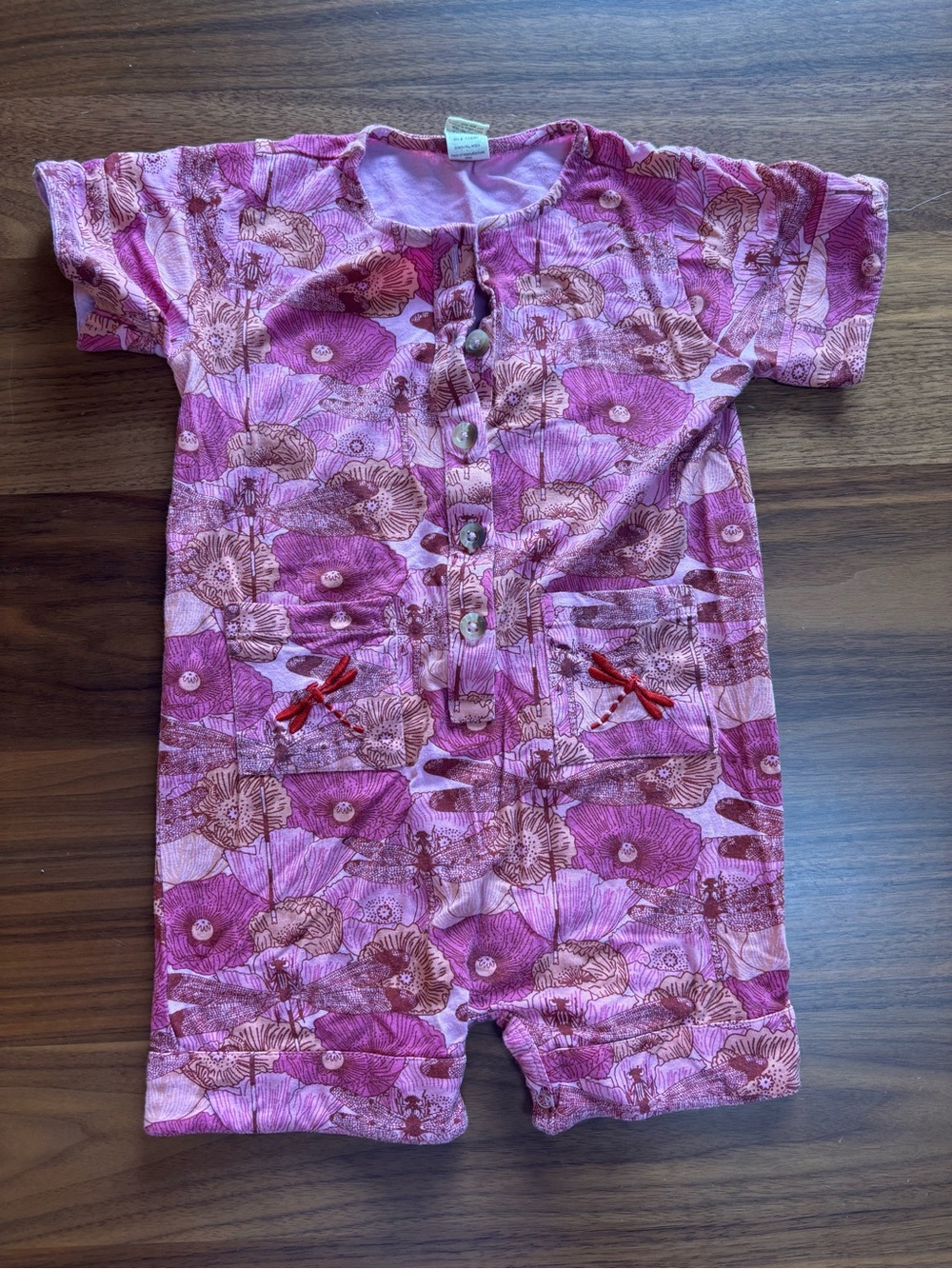 kate quinn Pink Floral Dragonfly Romper
